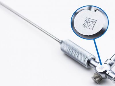 Data Matrix code on a medical device