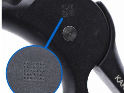 Medical instrument made of plastic with Data Matrix code